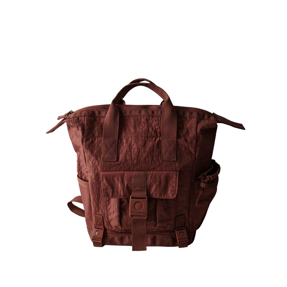 Tommy‎ Bahama Mahogany Brown Crinkle Nylon Utility Backpack Rucksack Bag